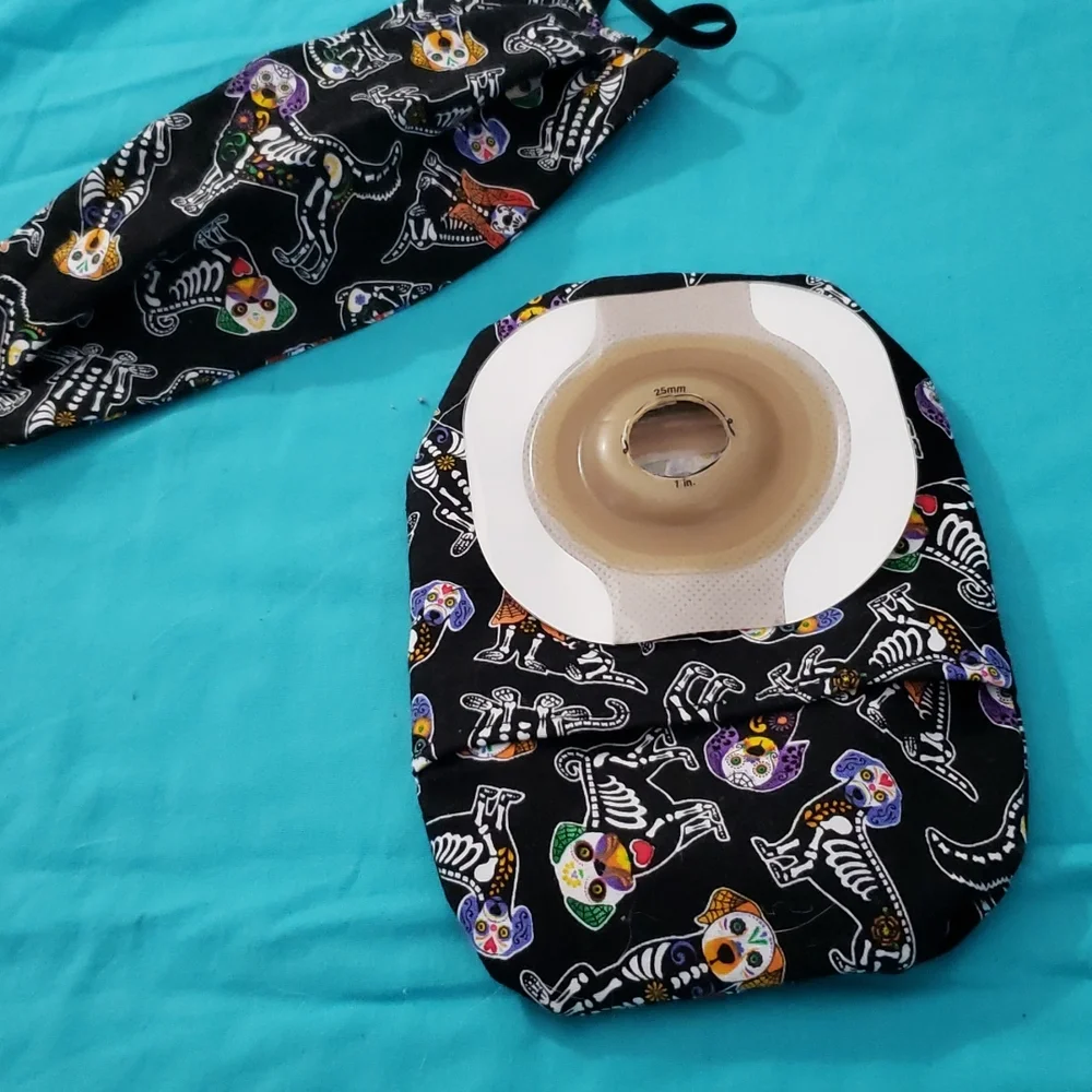 Hand Crafted Ostomy/Iliostomy bag cover w/matching reversible face mask